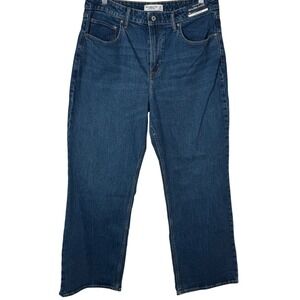 Abercrombie & Fitch High Rise Straight Leg Jeans - Dark Blue Denim